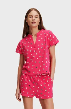 Женская розовая пижама с узором (футболка, шорты) IKONIK 2.0 Розовый XL Karl Lagerfeld 245W2121