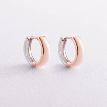 Серьги - кольца без камней (красное, белое золото) с07992 Серьги - кольца без камней (красное, белое золото) с07992
