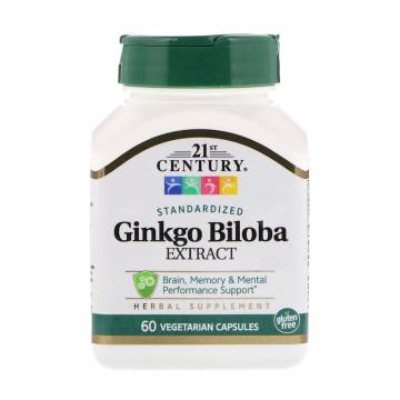 Листья гинкго билоба 21st Century Ginkgo Biloba Extract, 60 вегетарианских капсул Листья гинкго билоба 21st Century Ginkgo Biloba Extract, 60 вегетарианских капсул