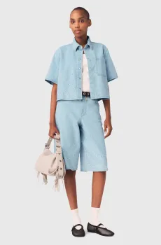 Женская голубая джинсовая рубашка Голубой 34 MAJE MFPCM00735_Blue Sky