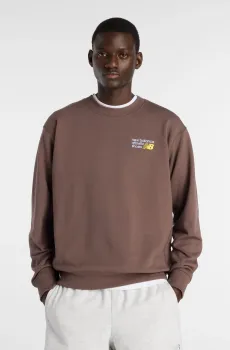 Мужской коричневый свитшот Athletics Коричневый S New Balance MT41547ABP