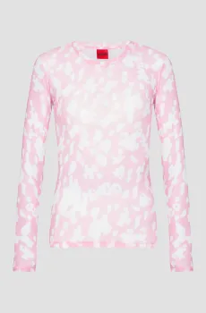 Женский розовый лонгслив с узором Розовый L HUGO 50514033;985