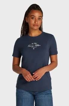 Женская темно-синяя футболка REG SCRIPT C-NK SS Синий S Tommy Hilfiger WW0WW43895