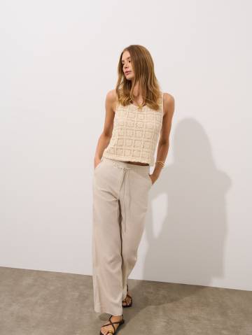 Mohito - Штани з льоном - бежевий - 42