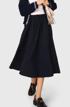 Женская темно-синяя шерстяная юбка в полоску Синий 36 MAJE MFPJU01556_Navy