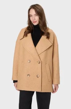 Женское бежевое шерстяное пальто Бежевый M PRPY PWWCTZORUA007