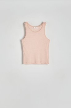 Reserved - Топ із трикотажу в рубчик - пшеничний - 6858V-12X