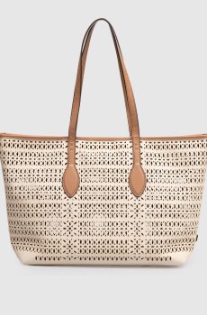 Бежевая сумка-тоут с перфорацией