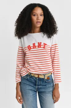 Женский белый лонгслив в полоску REG BRETON Белый M Gant 4200545