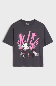 Бавовняна футболка з принтом Felix the Cat - антрацитовий
