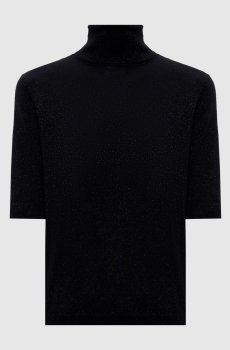 Черный топ с шерстью мериноса с люрексом