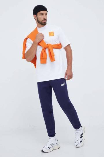 Хлопковая кофта The North Face мужская цвет оранжевый с капюшоном с принтом Хлопковая кофта The North Face мужская цвет оранжевый с капюшоном с принтом