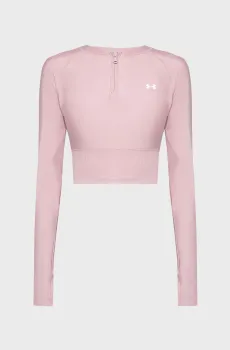Женский розовый лонгслив UA HG Rib 1/4 Zip Розовый M Under Armour 6003981-673
