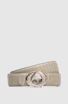 Ремень цвета хаки из кожи крокодила