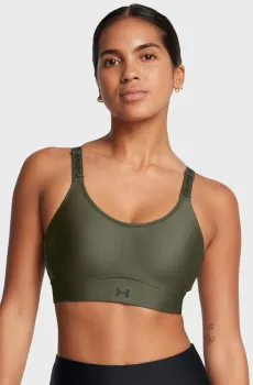 Женский зеленый топ UA Infinity Mid 2.0 Bra Зеленый S (D-DD) Under Armour 1384123-391