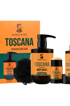 Подарочный набор для мужчин Barber Blend Toscana (одеколон, 150 мл + гель для душа, 500 мл + дезодорант, 50 г + мочалка, 1 шт)