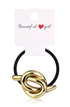 Резинка для волос мателевая, золотая, узел, 1 шт (E25092621)