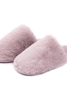 Женские комнатные тапочки Twins HS-Lux закрытые, меховые, пудровые, размер 36-37