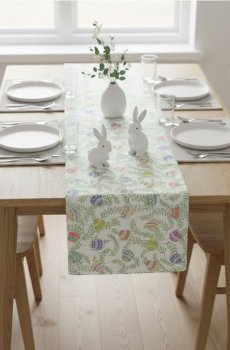 Великодня доріжка на стіл з мотивом рослин і яєць - різнобарвний