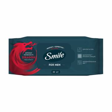 Влажные салфетки Smile For Men с экстрактом дерева дракона, 48 шт Влажные салфетки Smile For Men с экстрактом дерева дракона, 48 шт