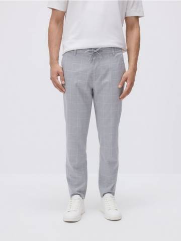 Reserved - Штани slim carrot у клітинку - світло-сірий - 5476L-09P