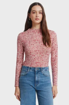 Женский красный лонгслив с узором Perkins Красный XL SPRINGFIELD 6766044