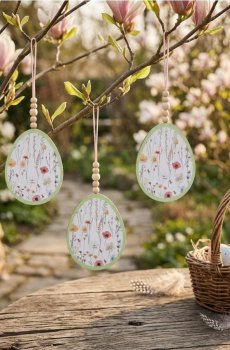 Набір великодніх підвісок у формі яєць, 3 штуки - різнобарвний