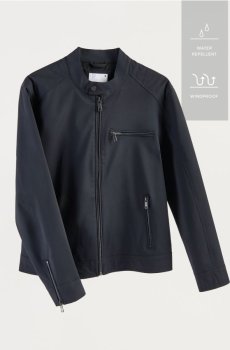 Reserved - Байкерська куртка з коміром-стійкою - темно-синій - 540HK-59X