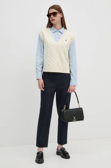 Брюки Tommy Hilfiger женские цвет синий прямые высокая посадка WW0WW43632 Брюки Tommy Hilfiger женские цвет синий прямые высокая посадка WW0WW43632