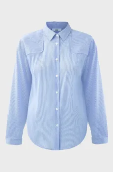 Женская голубая рубашка в полоску Голубой 6 DKNY D2A4M7AD
