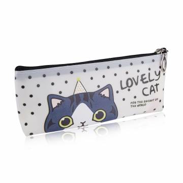 Косметичка Lovely Cat белая в черный горох, с серым котиком, 21*8.5 см (WnC2019-3) Косметичка Lovely Cat белая в черный горох, с серым котиком, 21*8.5 см (WnC2019-3)