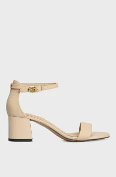 Женские бежевые кожаные босоножки LEATHER ANKLE STRAP HEEL Бежевый 40 Tommy Hilfiger FW0FW08673