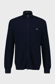 Мужской темно-синий кардиган COTTON MICRO TEXTURED ZIP Синий S Gant 8030212
