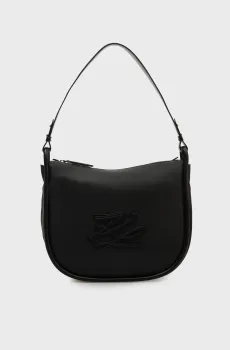 Женская черная кожаная сумка AUTOGRAPH PATCH HALFMOON Черный ONESIZE Karl Lagerfeld B2W30052