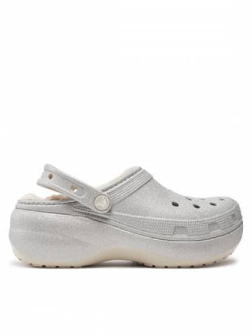Crocs Шльопанці Classic Platform Glitter Lined Clog W 210413 Срібний Crocs Шльопанці Classic Platform Glitter Lined Clog W 210413 Срібний