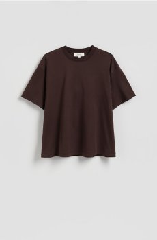 Reserved - Футболка оверсайз з мерсеризованої бавовни - темно коричневий - 157EN-89X
