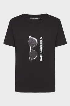 Женская черная футболка SUNGLASSES Черный L Karl Lagerfeld A1W17122