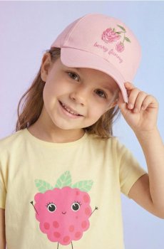 Бавовняна шапка з декоративною вишивкою - рожевий