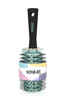 Щетка-браш для волос Sovart продувная, зеленая, диаметр 44 мм