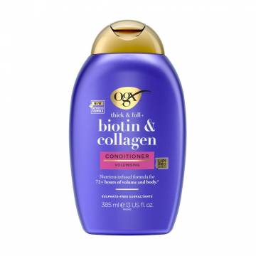 Кондиционер для лишенных объема и тонких волос OGX Thick & Full + Biotin & Collagen Conditioner с биотином и коллагеном, 385 мл Кондиционер для лишенных объема и тонких волос OGX Thick & Full + Biotin & Collagen Conditioner с биотином и коллагеном, 385 мл