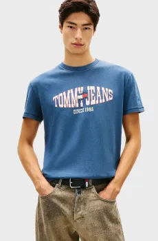 Мужская синяя футболка WAVING Синий XL Tommy Jeans DM0DM22520