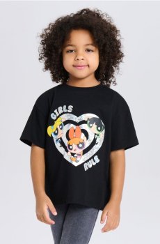 Бавовняна футболка з принтом Powerpuff Girls - чорний