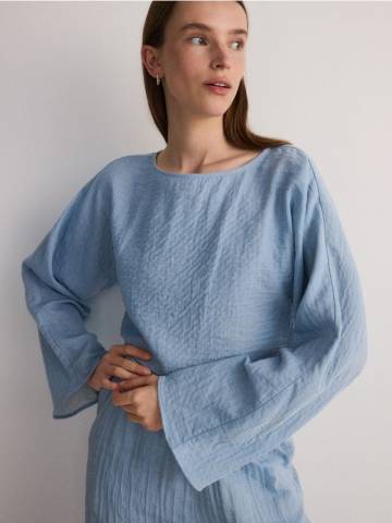 Reserved - LADIES` BLOUSE - світло-блакитний - ZT381-50X