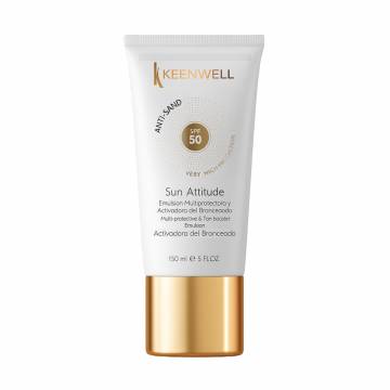 Мультизащитная и активирующая эмульсия для загара Keenwell Sun Attitude Emulsion SPF 50 Anti-Sand, 150 мл Мультизащитная и активирующая эмульсия для загара Keenwell Sun Attitude Emulsion SPF 50 Anti-Sand, 150 мл