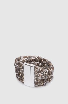 Коричневый браслет с цепочками и бусинами