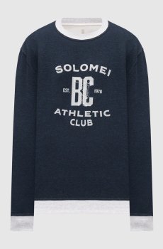 Синий свитшот с принтом