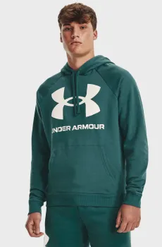 Мужское зеленое худи UA Rival Fleece Big Logo HD Зеленый XL Under Armour 1357093-722