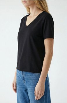 Бавовняна футболка з щільного інтерлок-плетення - чорний