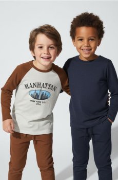 Бавовняна футболка з принтом 2 pack - темно-синій