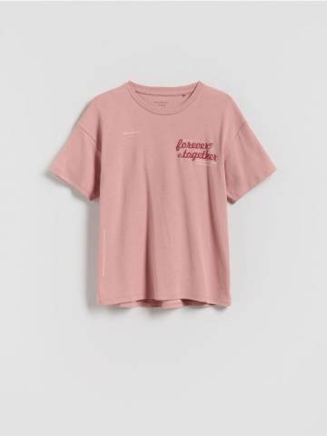 Reserved - Футболка з принтом - рожевий - 464FT-30X